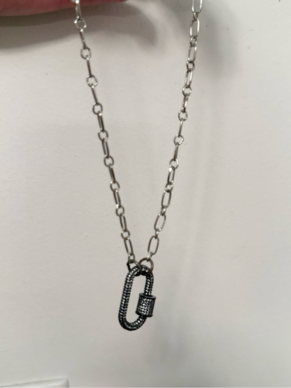 Gemelli Minimalist Silver-Tone Carabiner Pendant Necklace